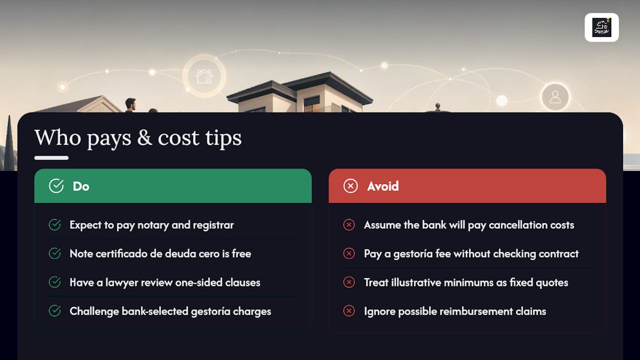 Who Pays for Mortgage Cancellation, and What It Costs — overview diagram