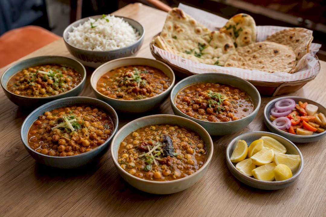 Variantes regionales del chana masala y sus acompañamientos