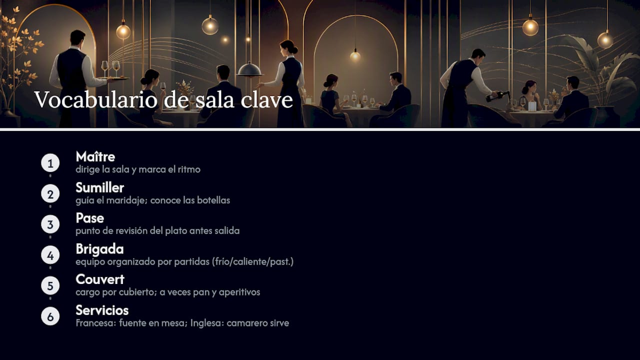 Términos y funciones del servicio gastronómico