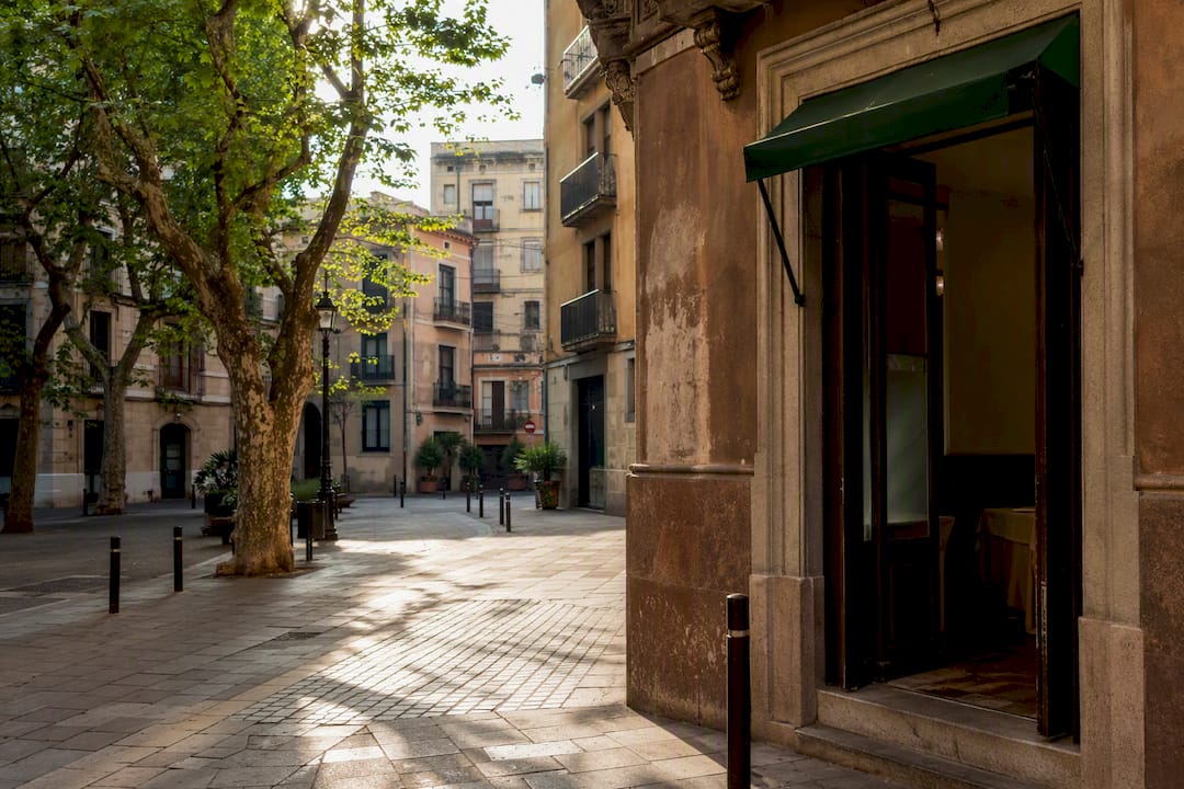 Quiet Plaça de Prim in Poblenou
