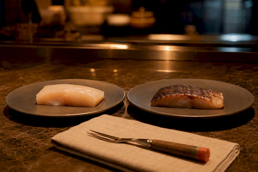 Fresh and aged fish tasting portions