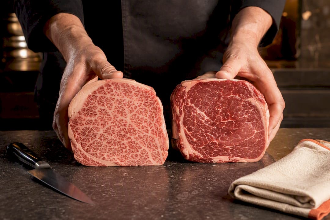 Different marbling patterns in beef cuts