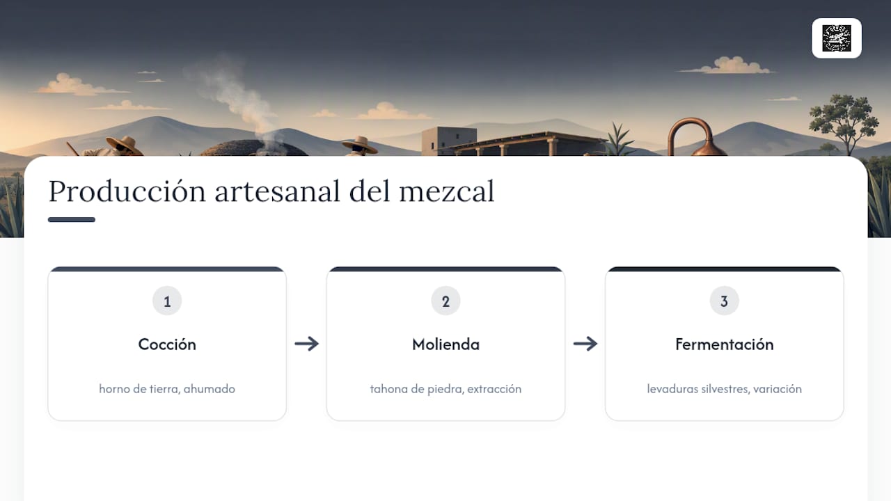 Tres etapas del proceso artesanal de elaboración del mezcal
