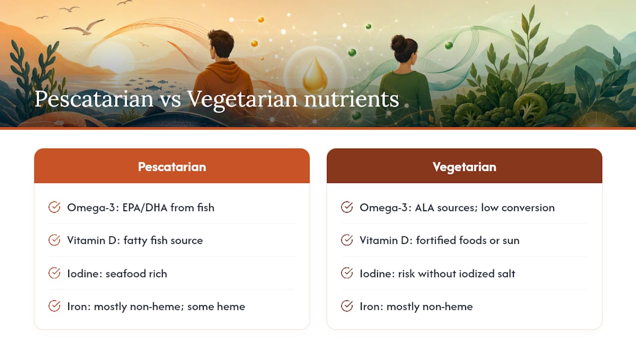 Pescatarian and vegetarian nutrient comparison