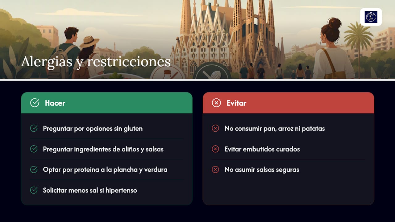 Alergias y restricciones alimentarias cerca del templo — overview diagram