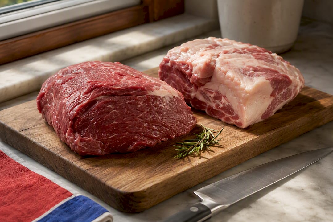 Cortes de carne de vacuno y cerdo para ragú