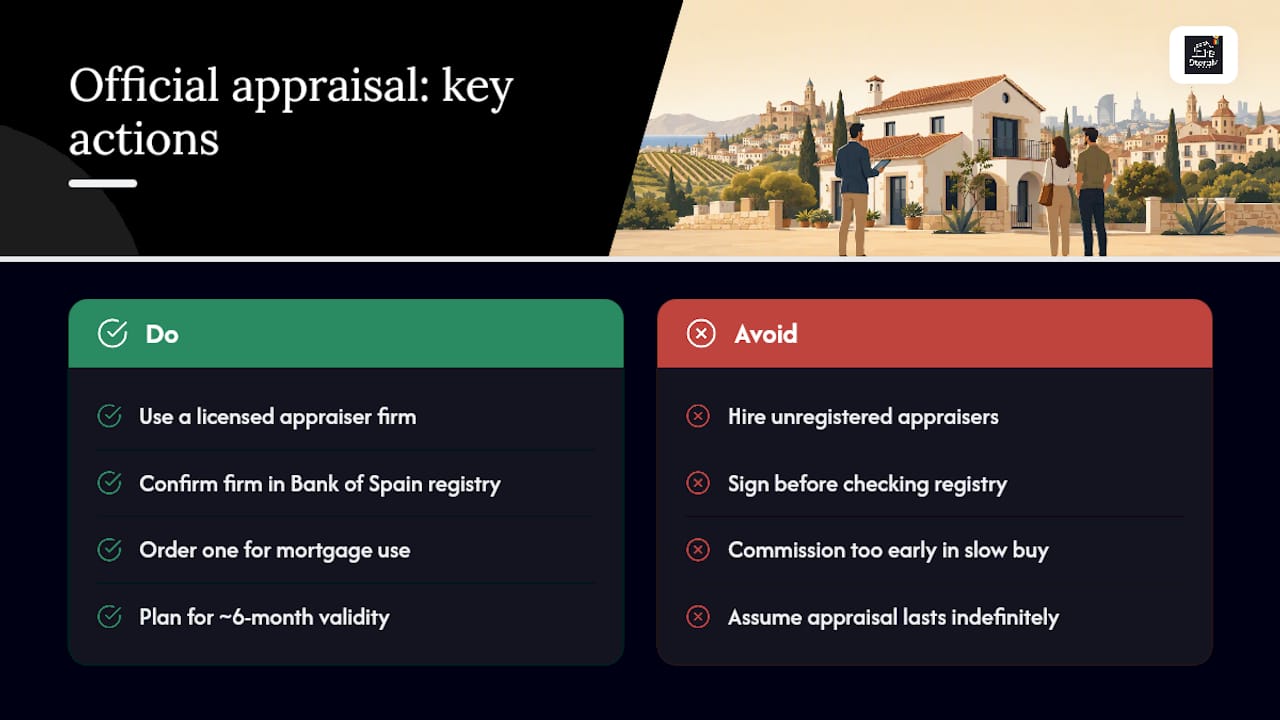 Tasación vivienda precio: what an official appraisal covers and when you need one — overview diagram