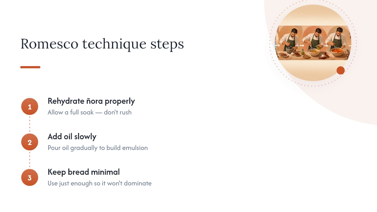 Three priorities for better romesco sauce