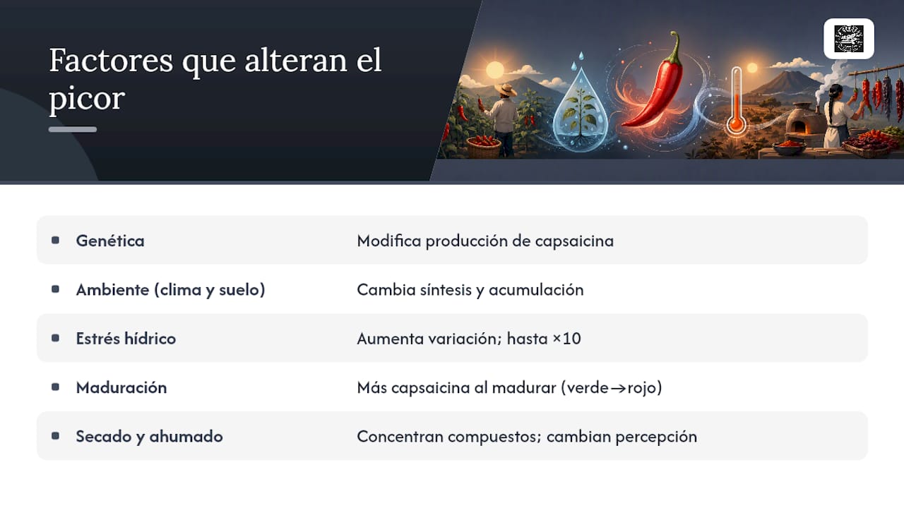 Factores que afectan el nivel de picante del chile