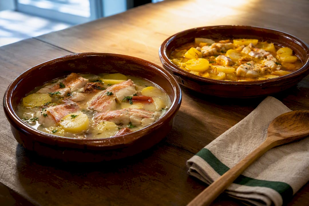 Two regional Catalan suquet preparations