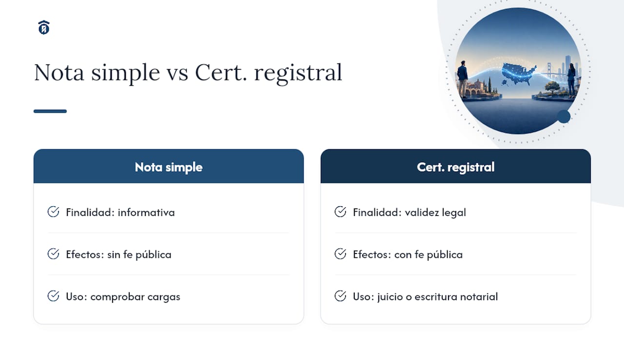 Diferencias entre nota simple y certificación registral