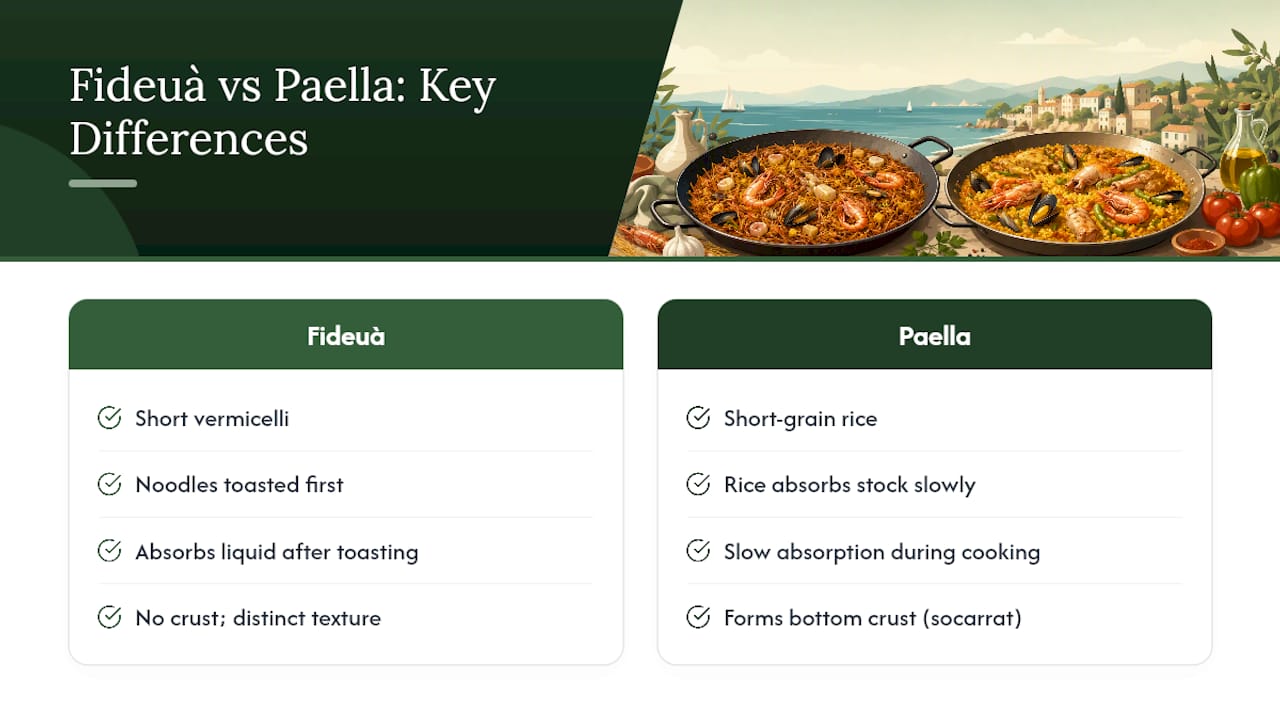 Fideuà and paella technique comparison