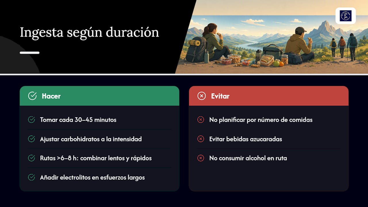 Plan de alimentación según la duración del recorrido