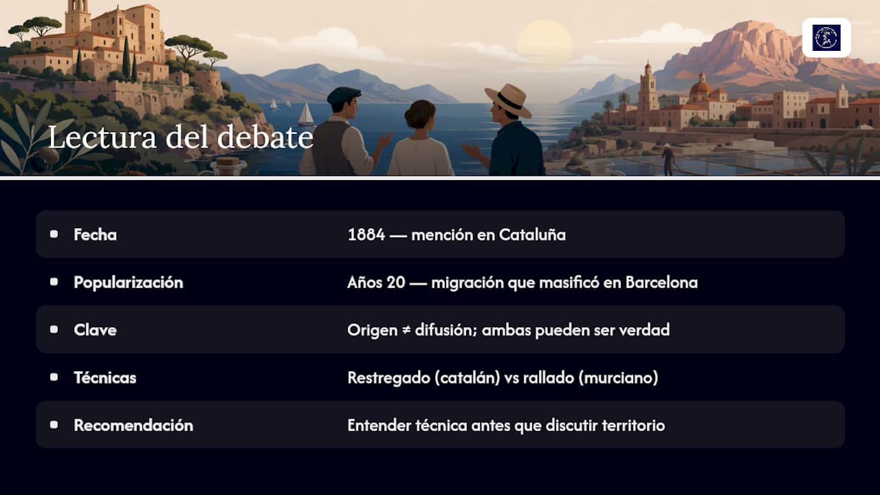Nuestra lectura del debate sobre el origen del pan con tomate — overview diagram