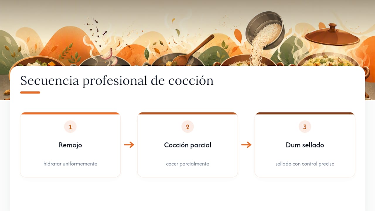 Pasos de la técnica dum para preparar biryani