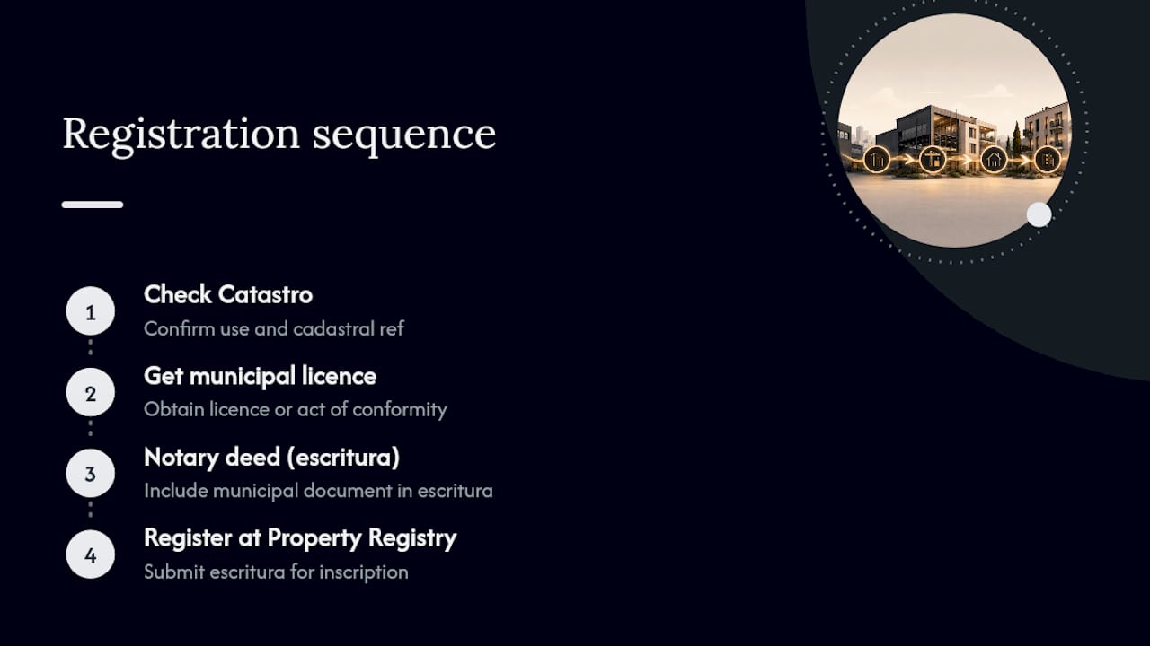 Steps from Catastro check to property registration