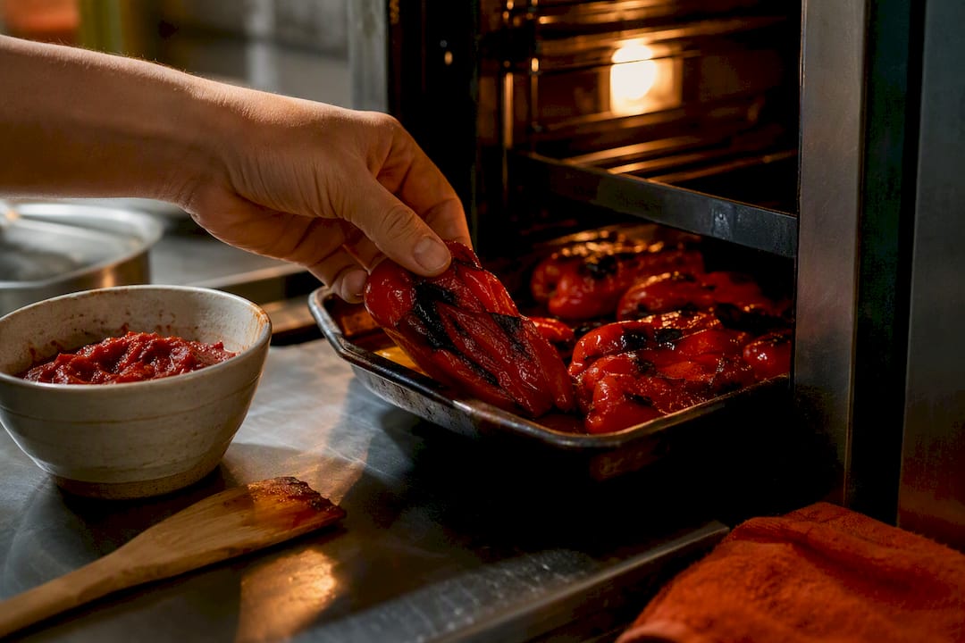 Pimientos asados para darle más sabor a la salsa