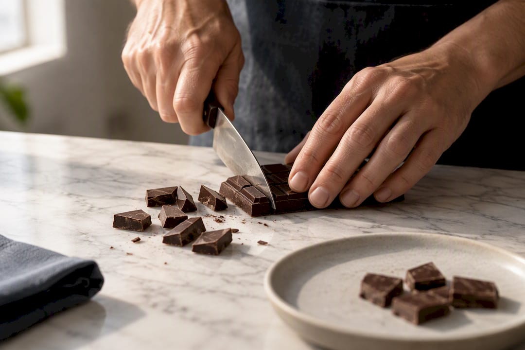 Chocolate troceado en pedacitos