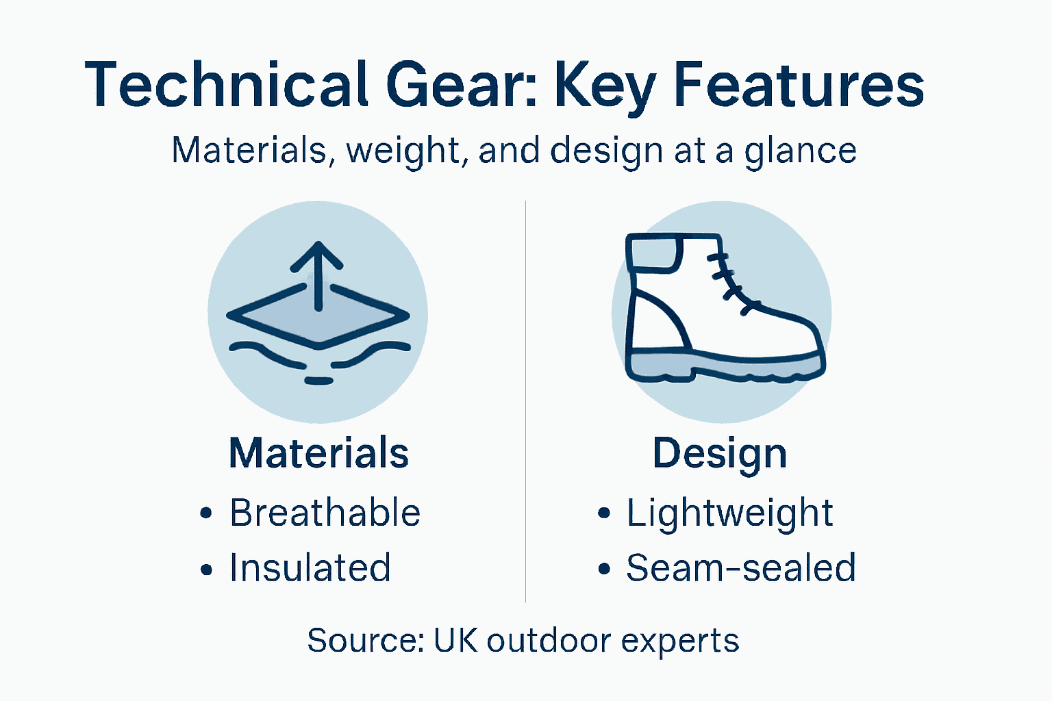 Infographic showing key features of hiking gear
