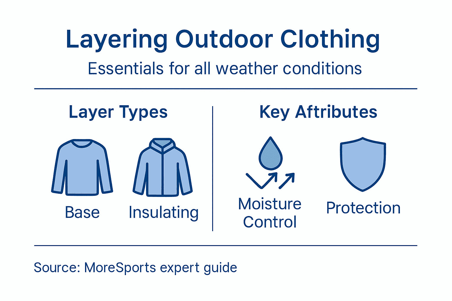 Infographic on outdoor clothing layering essentials