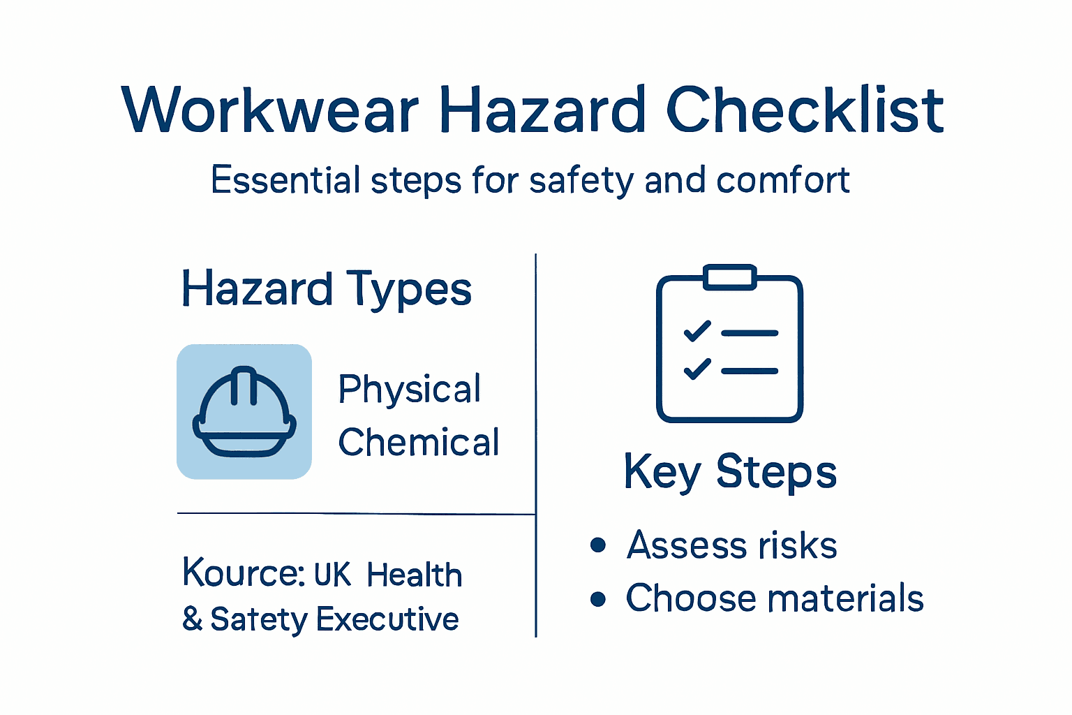 Infographic checklist for workwear safety and comfort