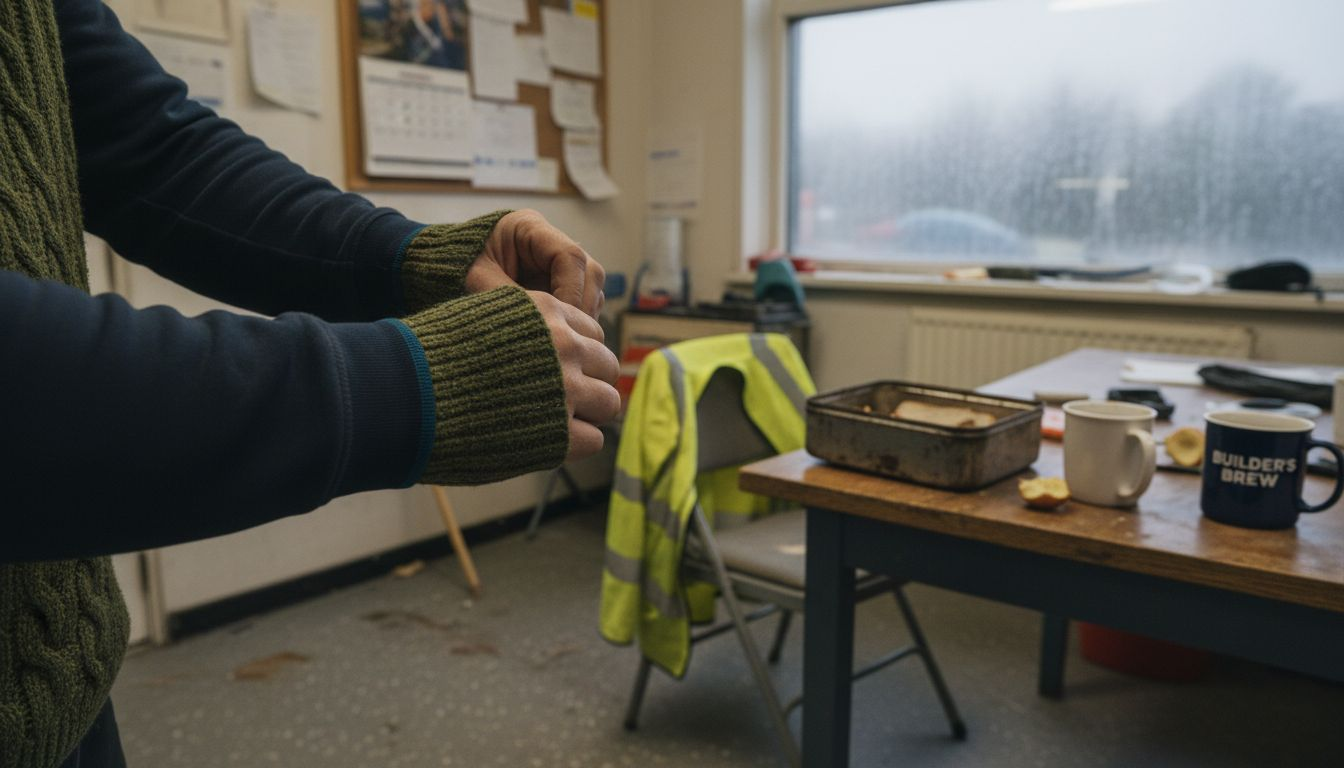 Worker layering wool insulation jumper indoors