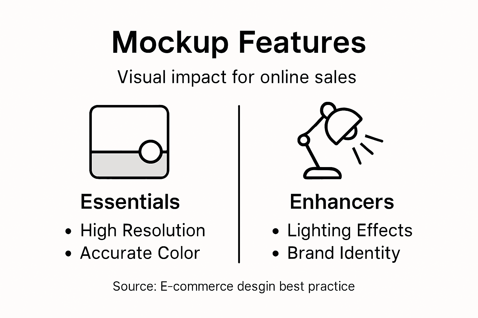 Infographic highlighting key mockup features