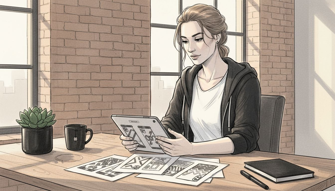 Entrepreneur comparing digital mockup types