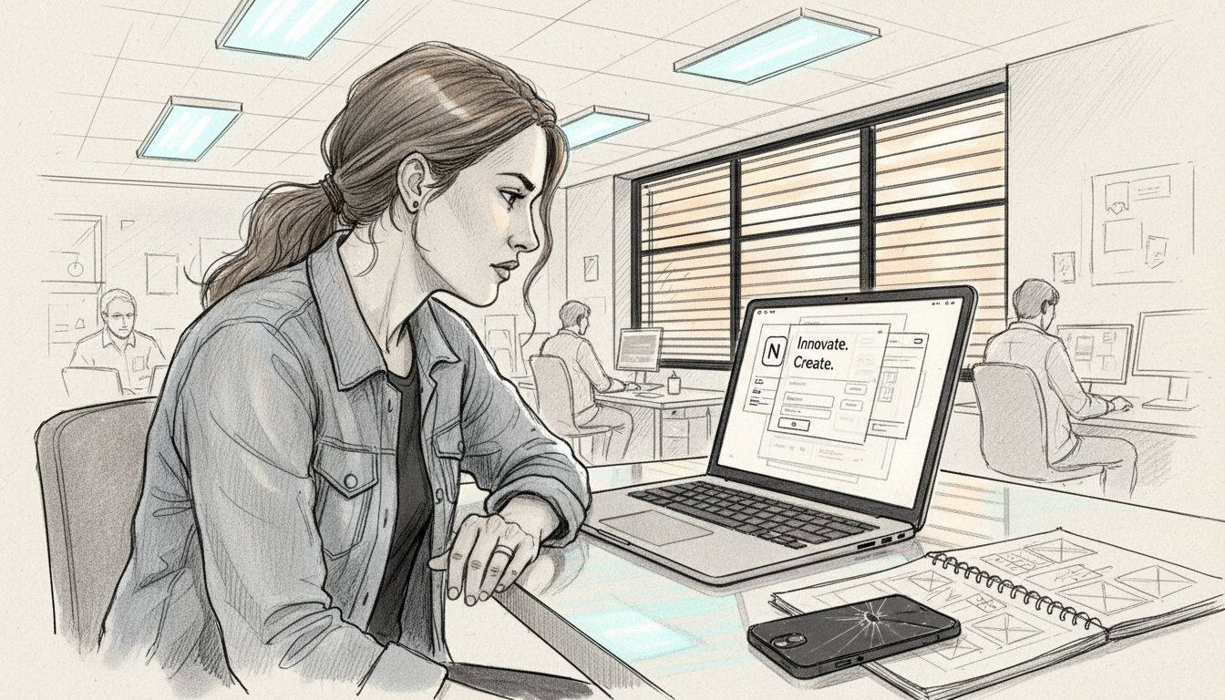 Designer adjusting mockup layers at glass desk