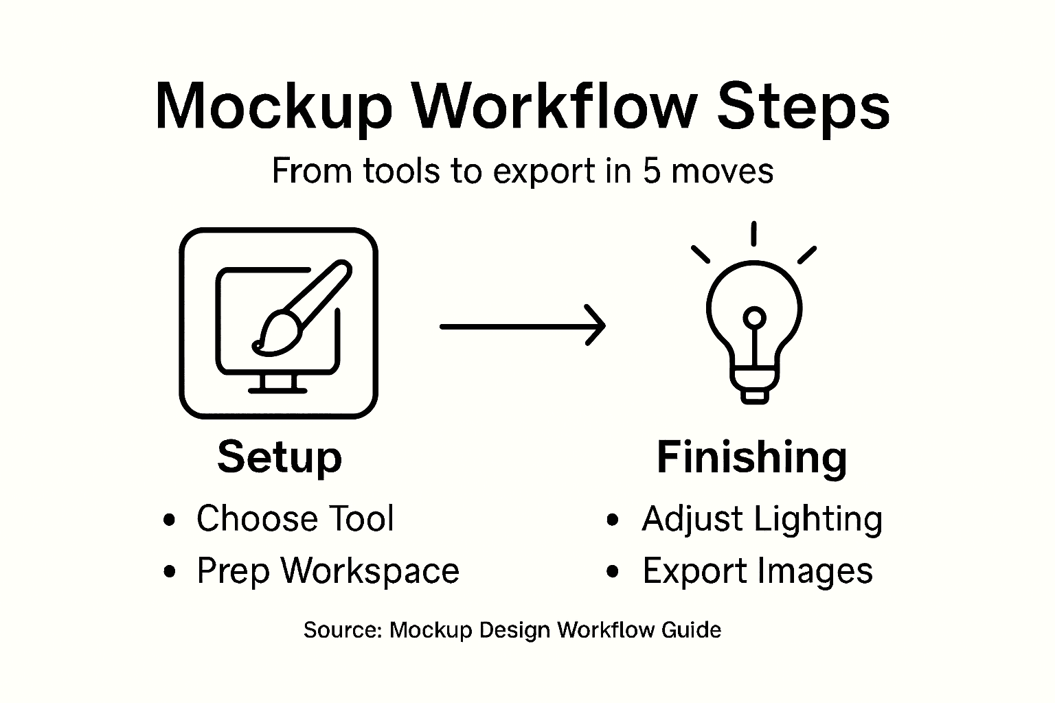 Infographic summarizing mockup workflow steps