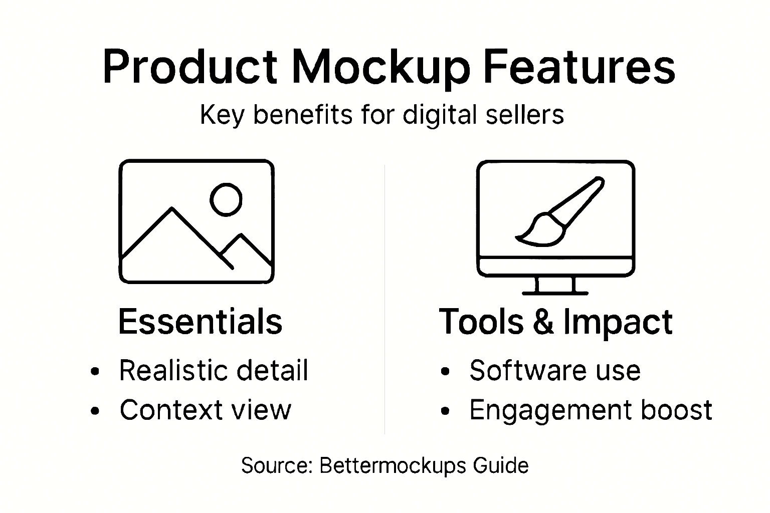 Infographic showing product mockup key features