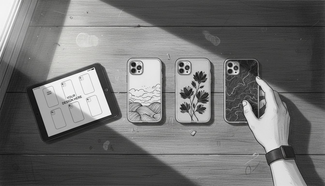 Phone cases with various mockup styles