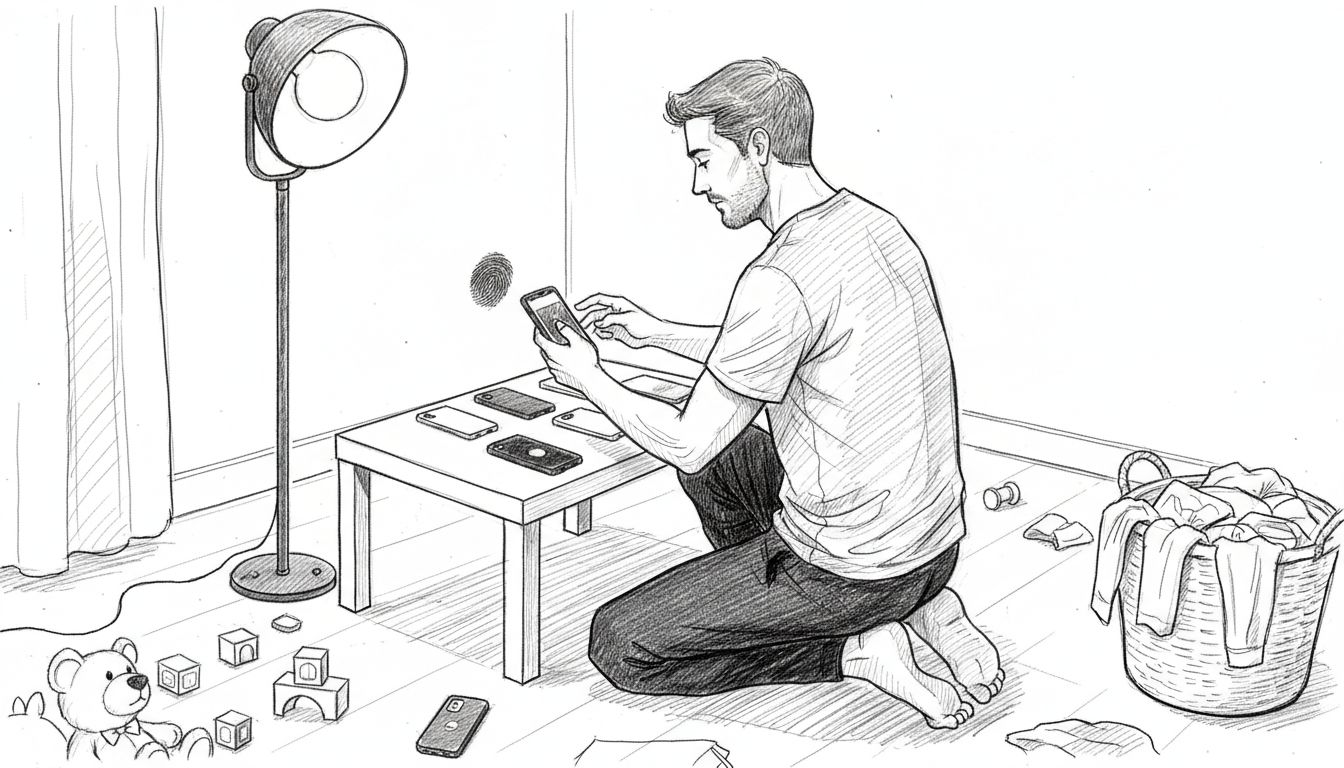 Freelancer photographing phone case product mockups