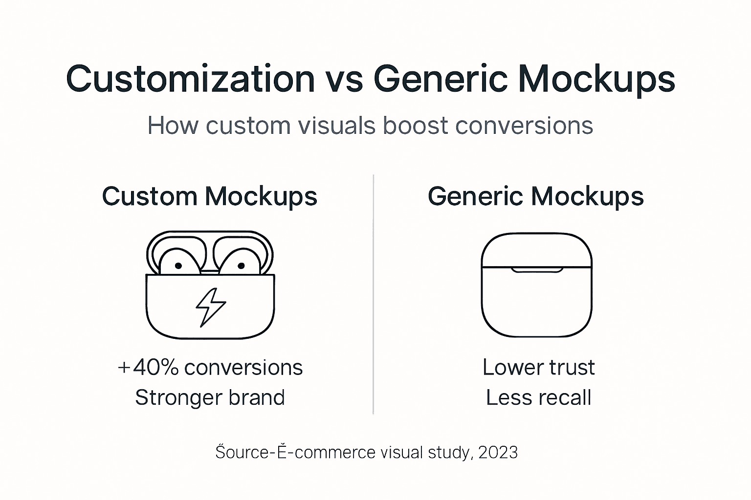 Infographic showing custom versus generic mockup results