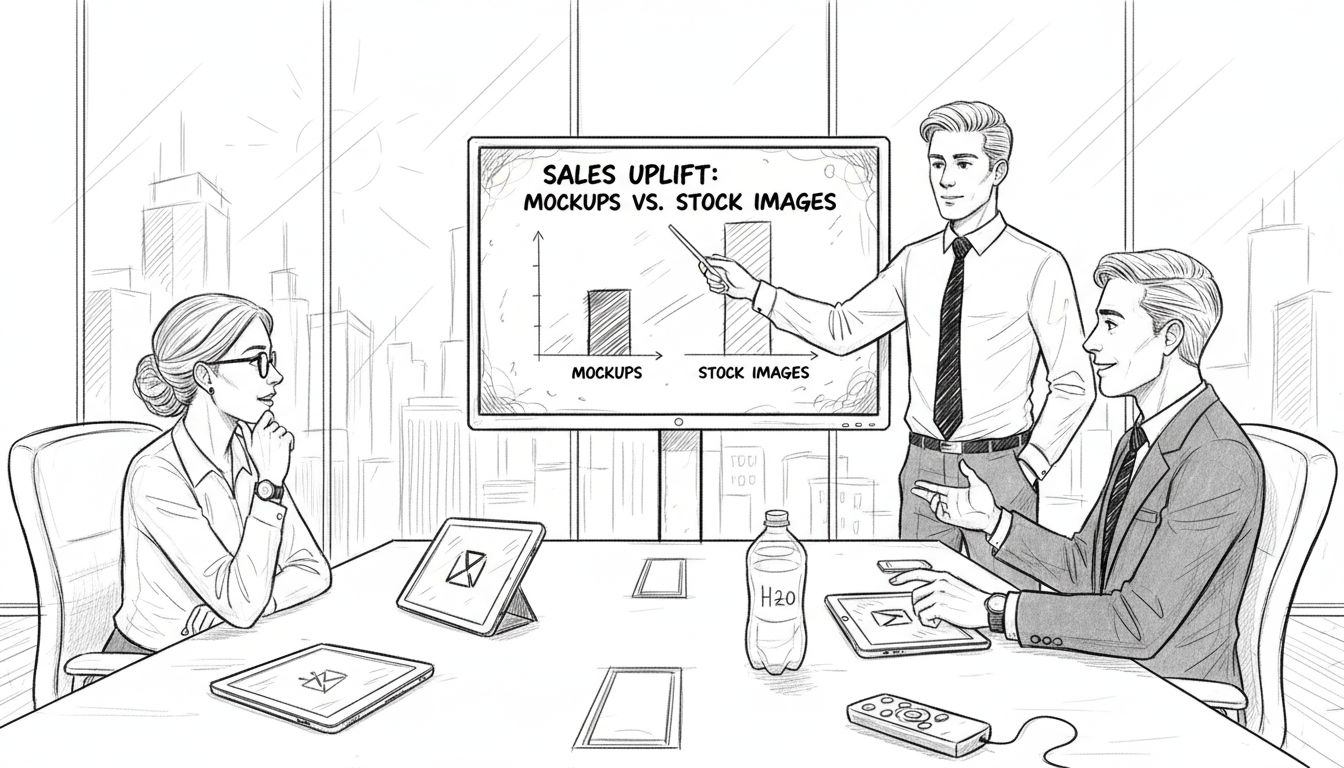 Sales manager presenting tech mockup data