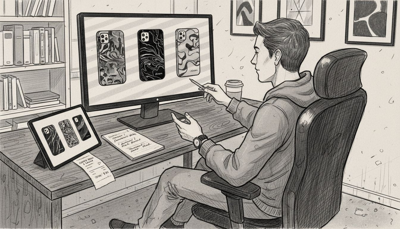 Designer compares phone case mockup previews