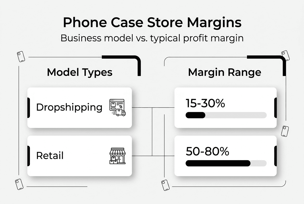 Infographic of phone case store profit margins