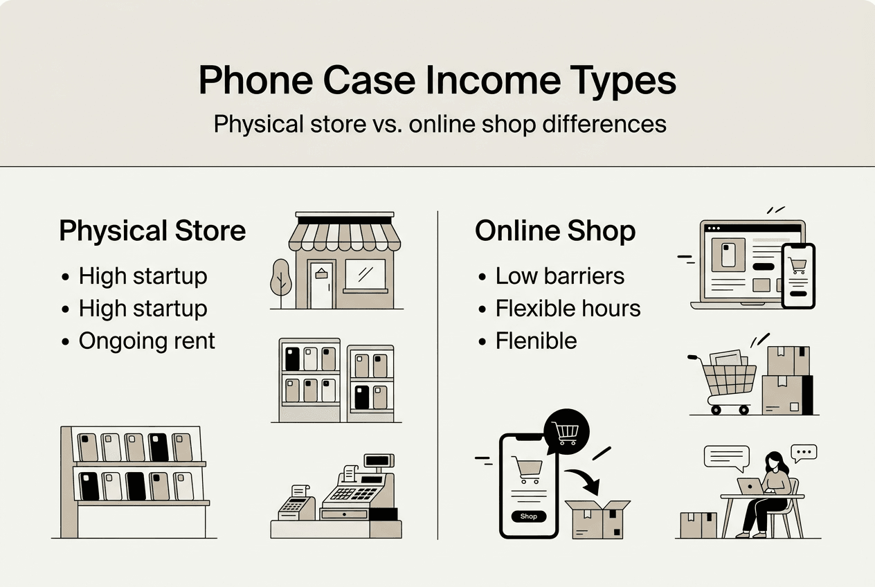 Infographic comparing store and online income