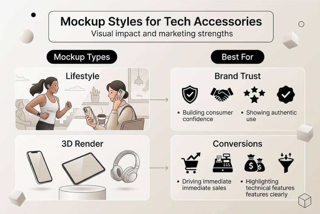 Infographic showing mockup types and benefits