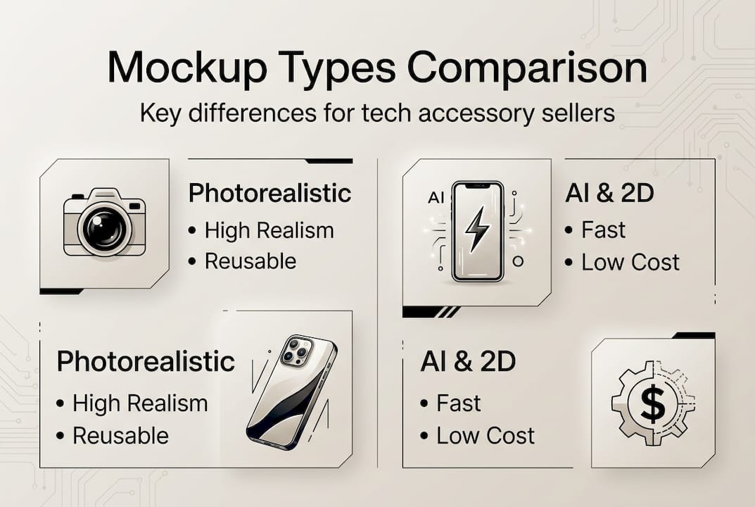 Infographic compares photorealistic and simple mockups