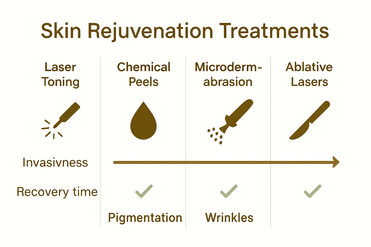 Infographic comparing laser toning to chemical peels, microdermabrasion, and ablative lasers.