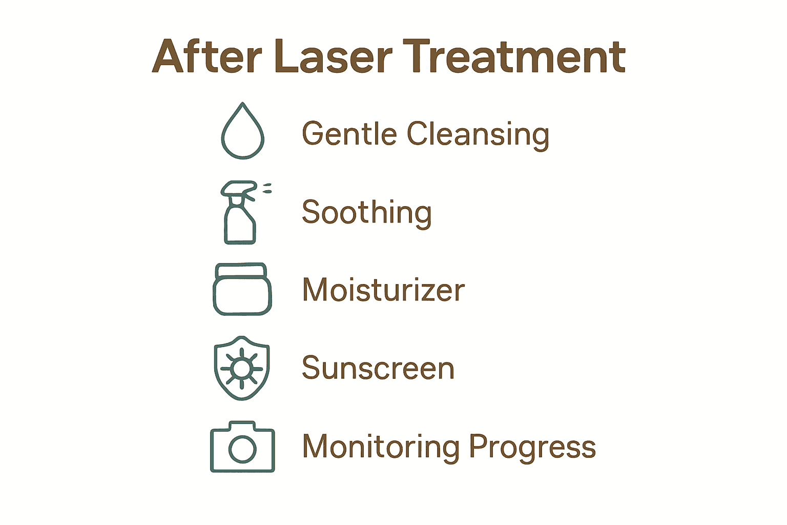 Infographic showing 5-step post-laser skincare routine process