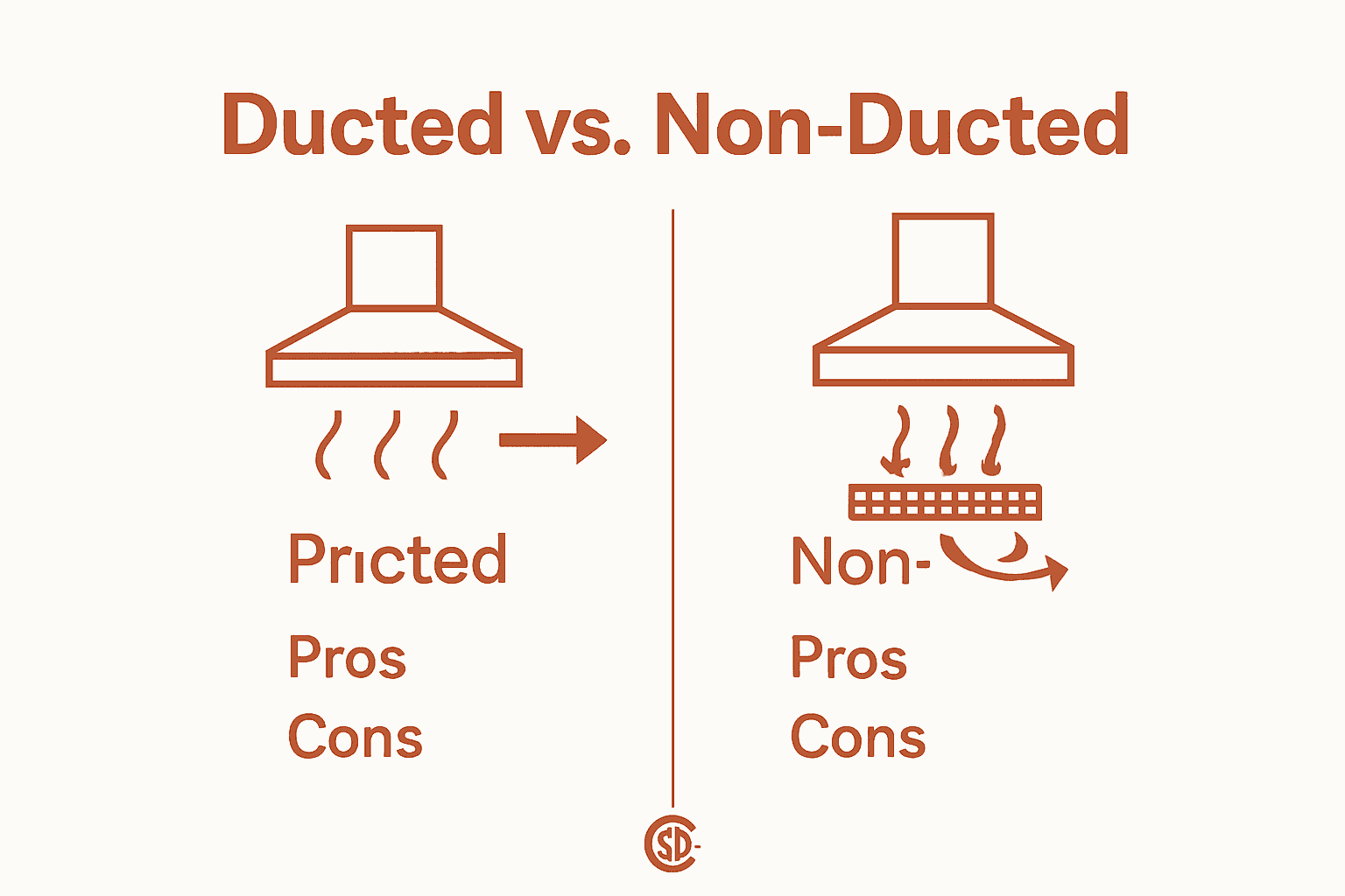 Kitchen Ventilation Basics: Complete Guide for Canada 1 Infographic showing ducted versus non-ducted kitchen ventilation system basics.