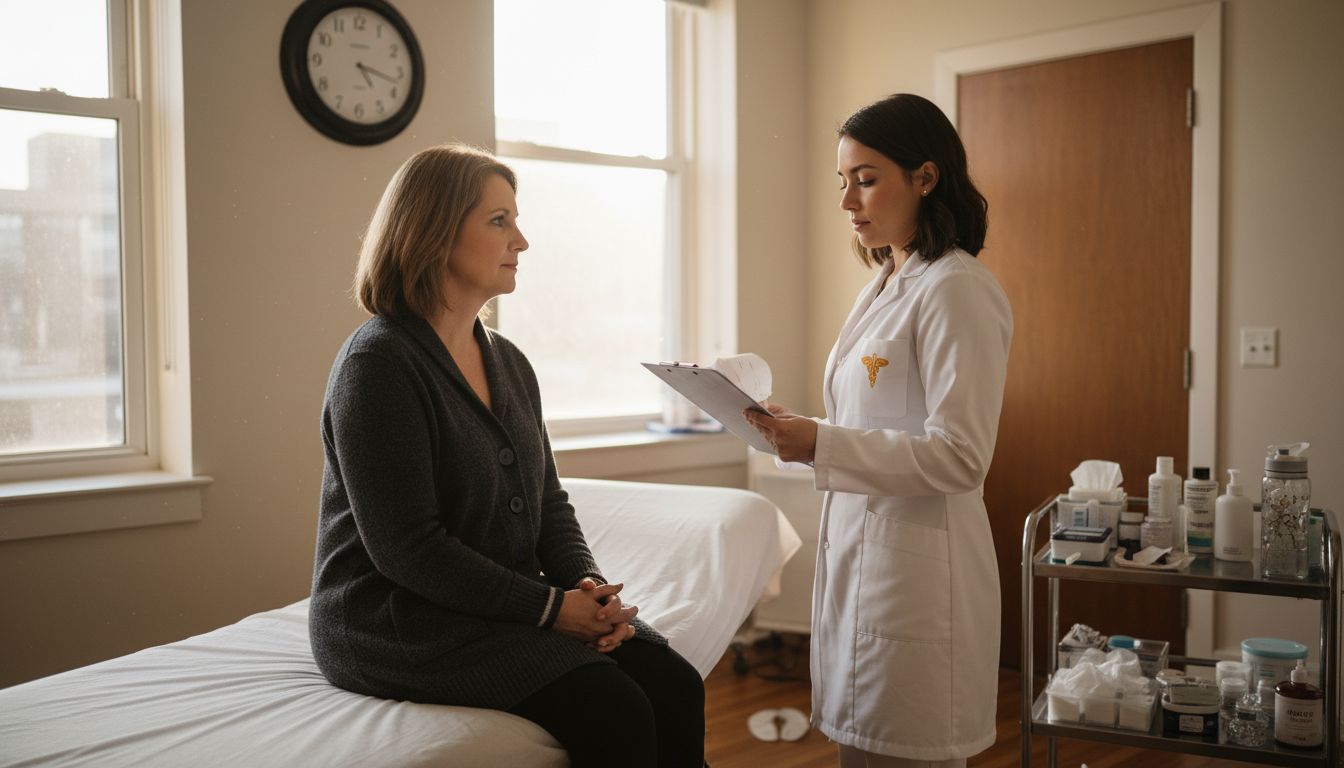 Patient consultation in treatment clinic room