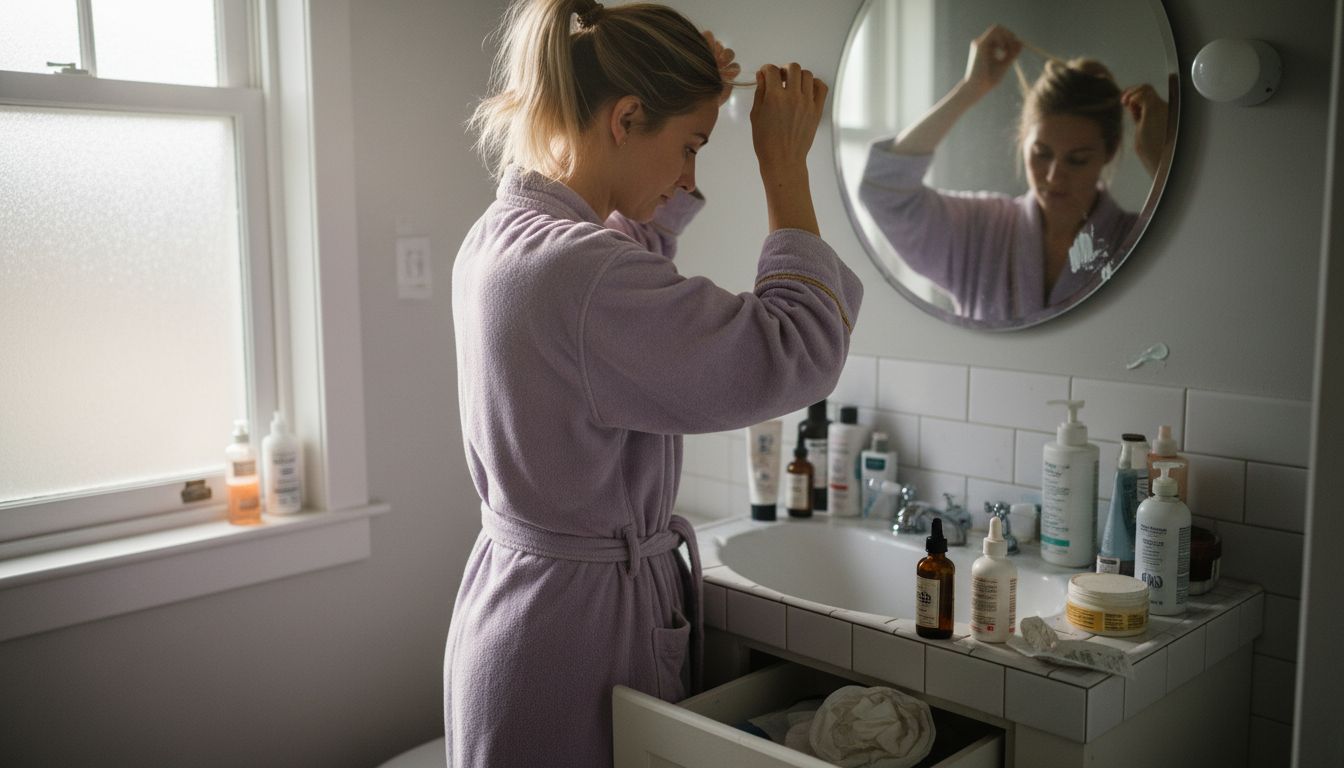 Woman prepares skin for laser treatment