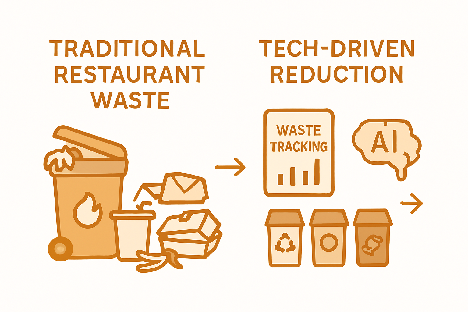 Hospitality Sustainability Trends: Why Canadian Restaurants and Daycares Should Care 2 Comparing old waste practices to tech-driven reduction