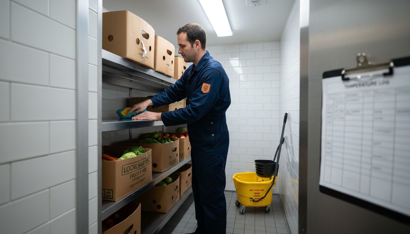 Managing Food Delivery in Schools for Safe and Timely Meals 1 School staff sanitizes food storage refrigerator