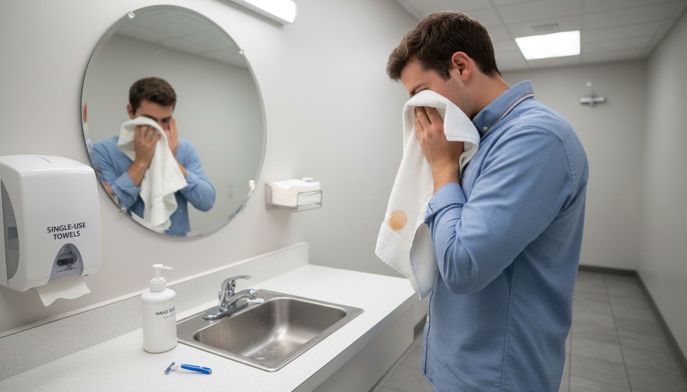 Patient preparing skin before treatment