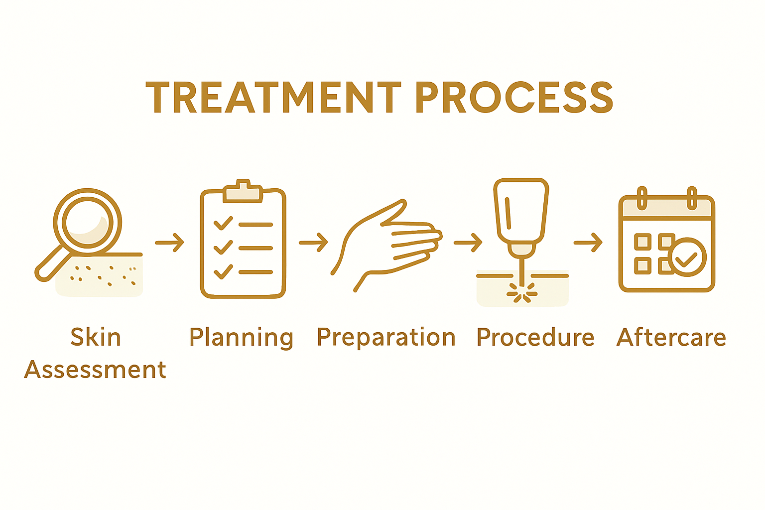 Laser treatment workflow step-by-step infographic