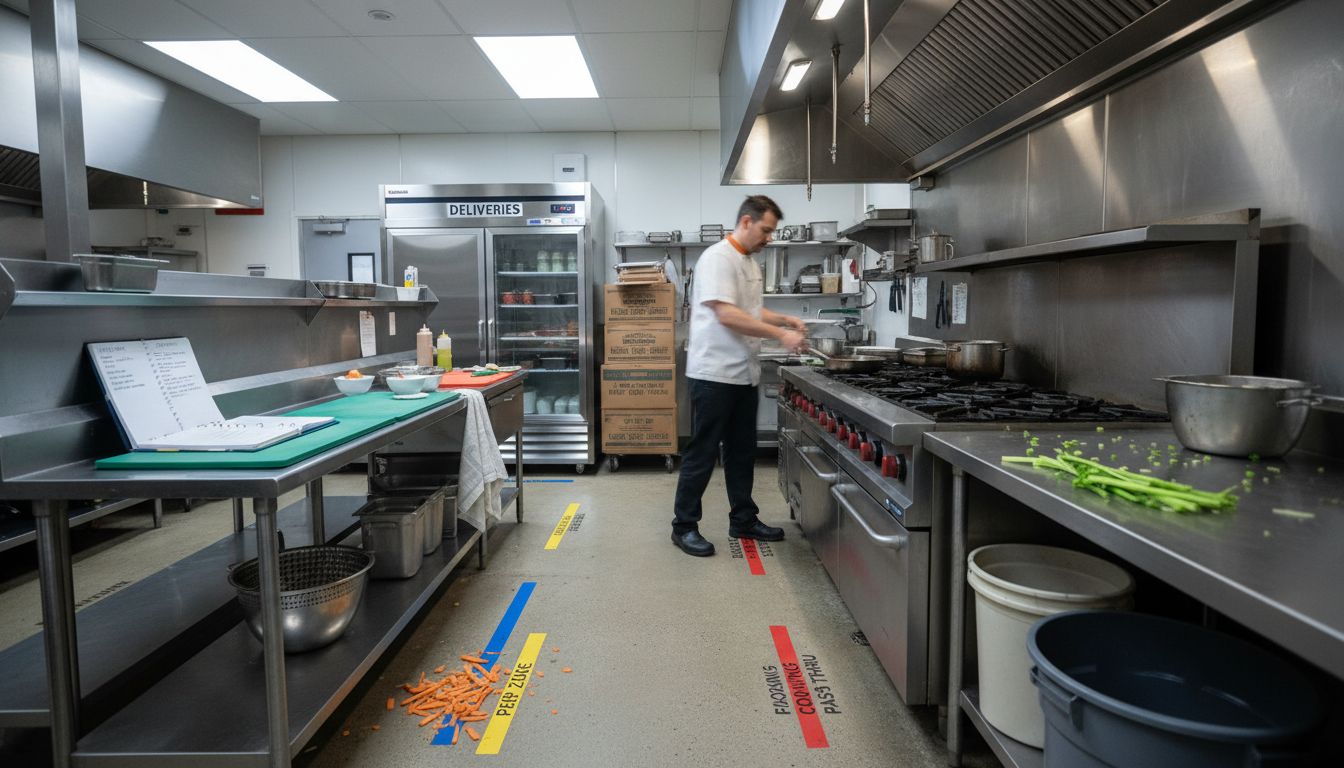 Ergonomics For Cooks: Enhancing Comfort And Safety 2 Sous chef shows workflow kitchen zones